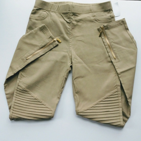 🌈 ONE Large LEFT! Khaki Moto Leggings - Picture 3 of 3